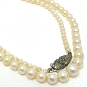 《アコヤ本真珠グラデーションネックレス》M 13.0g 約45.0cm 約3.0-7.0mm珠 pearl パール necklace ジュエリー jewelry DC0/DE0