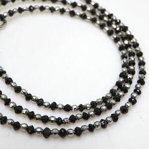 7.38ct!!《K10WG 天然ブラックダイヤモンドネックレス》M 約3.6g 約47.0cm black diamond necklace jewelry ジュエリー EB1/EB1