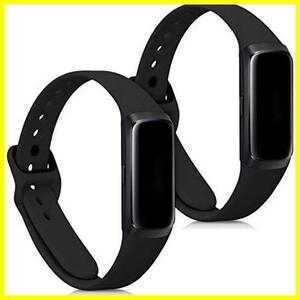 ★L_ブラック★ 2x 対応: Samsung Galaxy Fit (SM-R370) バンド - 交換ベルト シリコンバンド ソフト TPU 耐久性 - 黒色 / 紺色