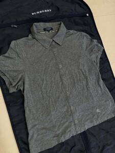 [ spring summer ]BURBERRYLONDON Burberry London lady's 5 number (42-44 corresponding ) large size polo-shirt with short sleeves gray 
