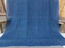 蚊帳に使われていた柔らかな手触りの青系薄手藍木綿古布・5幅繋ぎ・184×164㌢・重330g・リメイク素材_画像4