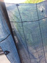 蚊帳に使われていた柔らかな手触りの青系薄手藍木綿古布・5幅繋ぎ・184×164㌢・重330g・リメイク素材_画像10