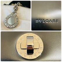 極美品＊BVLGARI ブルガリ ハンド ショルダーバッグ 2way レザー サークルロゴ金具 ターンロック 黒 ブラック シルバー フォーマル カード_画像8