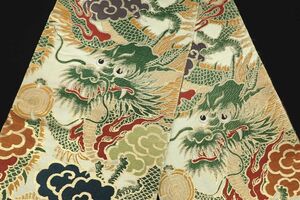 * obi 119 antique .. cloth obi ground . dragon Tang woven gold thread silk remake * kimono / Japanese clothes goods / storage goods / consumption tax 0 jpy 