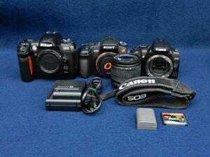 ★Camera30 SONY α300 DSLR-A300/Nikon D100/Canon DS126151/CANON ZOOM LENS EF-S 18-55㎜ 1:3.5-5.6★ジャンク品/部品取り/消費税0円