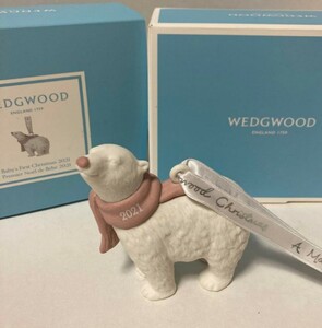 廃盤品 ウェッジウッド WEDGWOOD ホリデイ オーナメント ベア ピンク 2021 置物 クリスマス 陶器人形