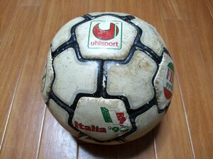 ワールドカップ　イタリア大会　1990　uhlsport　ウールシュポルト　サッカー　ボール　イタミ等大　難あり大　ボールとしての機能なし