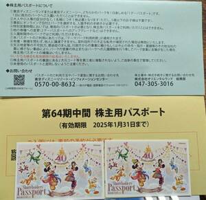 【追跡有】未使用　東京ディズニーリゾート株主優待パスポート２枚1組 (注)有効期限:2025年1月31日まで