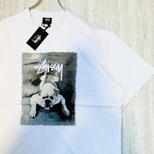 海外限定 Stussy ステューシー Tシャツ ホワイト ブルドッグ L