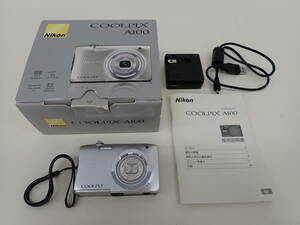 3139 ★ ニコン Nikon COOLPIX A100 コンパクトデジタルカメラ デジカメ シルバー 中古 通電確認済み 動作未確認 経年保管品