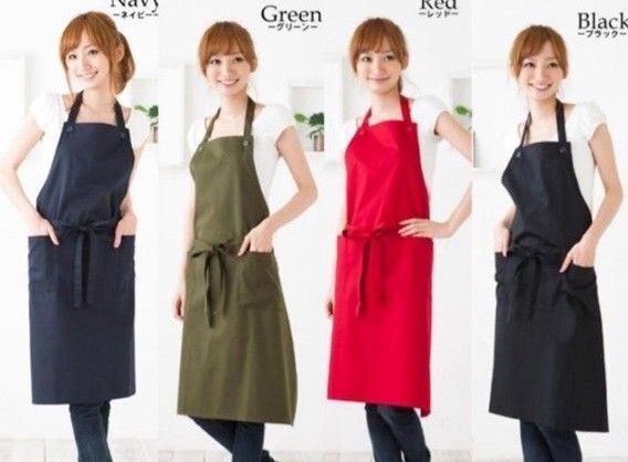 首掛け、前結びタイプのエプロン