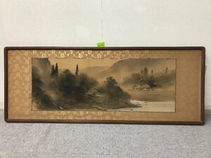 Art hand Auction ★56―051★ Framed, Plaque, Details unknown, Japanese painting, Shomin, Ink wash (approx. 41cm x 108cm), Landscape, Painting, Antique, Old art, Antique, Signature, Seal, Torn [160], Artwork, Painting, Ink painting
