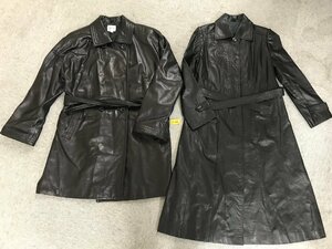 *57-006* leather coat set leg naenzeru leather M half coat / white Bear -L long coat 2 point together original leather black [100]