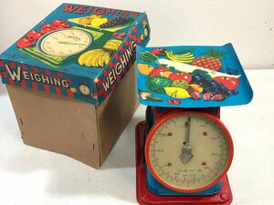 YONEZAWA tin plate toy. scales amount .. shop shop san ... Vintage that time thing Showa Retro miscellaneous goods WEIGHING Yonezawa Yonezawa toy made in Japan ^
