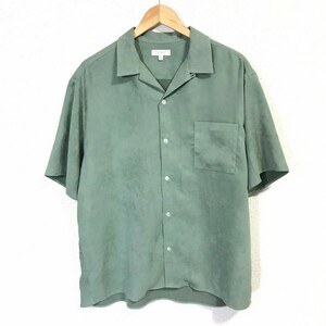 H8082dE BEAUTY&YOUTH UNITED ARROWS ビューティーアンドユース 半袖シャツ メンズ サイズXL スウェードタッチ グリーン系 オープンカラー