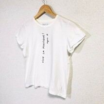 H8028dL 日本製 agnes b. アニエスベー サイズT2 (S～M位) 半袖Tシャツ カットソー プリントTシャツ ホワイト 白 レディース 綿100%_画像3