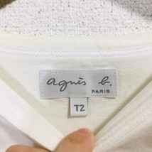H8028dL 日本製 agnes b. アニエスベー サイズT2 (S～M位) 半袖Tシャツ カットソー プリントTシャツ ホワイト 白 レディース 綿100%_画像4