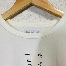 H8028dL 日本製 agnes b. アニエスベー サイズT2 (S～M位) 半袖Tシャツ カットソー プリントTシャツ ホワイト 白 レディース 綿100%_画像7