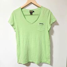 H8233gg RALPH LAUREN RUGBYラルフローレン ラグビー サイズL 半袖Tシャツ グリーン系 メンズ コットン100% Ｖネック 蛍光色 派手 おしゃれ_画像1