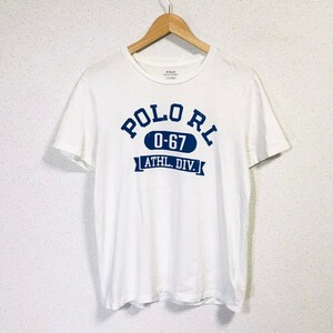 H8488dL Polo Ralph Lauren ポロラルフローレン サイズ L・G ・180/100A 半袖Tシャツ プリントTシャツ ホワイト 白T メンズ 綿100% 古着 
