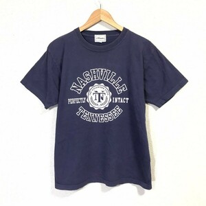 H8566dE Acoustic アコースティック Tシャツ 半袖Tシャツ ネイビー×ホワイト サイズL メンズ プリントTシャツ 古着 コットン100%