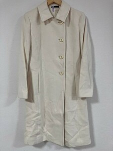 H8302NE made in Japan J&R J&R long coat turn-down collar coat white lady's size M beautiful . simple autumn winter coat 