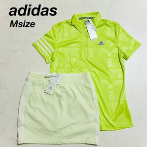 【新品】adidas アディダス　ゴルフウェア　セットアップ　レディースM ライム　緑