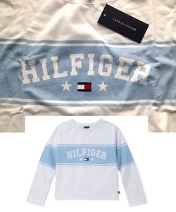 【既決usa】トミーヒルフィガー ★ TOMMY HILFIGER@胸元【HILFIGER】ロゴ入トレーナー【TH Striped Logo Rugby Sweatshirt】白@@M