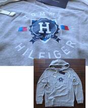 【既決USA】トミーヒルフィガー ★ TOMMY HILFIGER@完売胸元【TOMMY H 1985】ロゴ入フード付【TH Men's H 1985 Pullover Hoodie】 Grey @XL_画像1