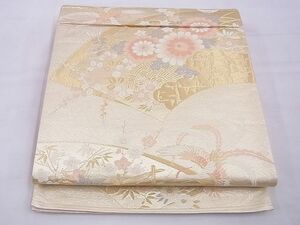 平和屋野田店■六通柄袋帯　唐織　地紙鳳凰花文　金糸　逸品　n-xi0220