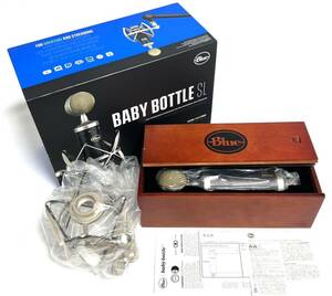 ☆送料無料 極美品 Logicool G Blue Baby Bottle SL BM1300BK XLR コンデンサーマイク ショックマウント付き 木製ストレージボックス 