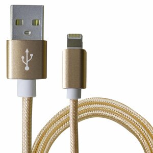 【新品即納】[1.5m/150cm]ナイロンメッシュケーブルiPhone用 充電ケーブル USBケーブル iPhone iPad iPod ゴールド