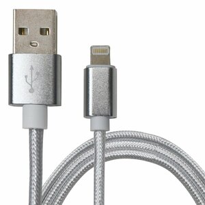 【新品即納】[1m/100cm]ナイロンメッシュケーブルiPhone用 充電ケーブル USBケーブル iPhone iPad iPod ホワイト/白