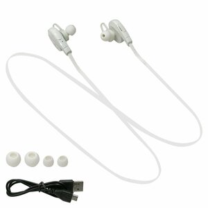 【新品即納】スポーツワイヤレスイヤホン 音楽再生はもちろん、通話も可能！！Bluetooth4.1搭載 高音質 カナル型 ホワイト/白