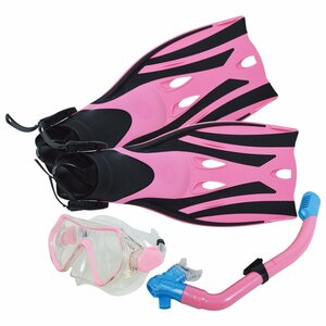[ новый товар немедленная уплата ] воздуховод "snorkel" комплект розовый детский L/XL размер 21cm-23cm воздуховод "snorkel" ласты подводное плавание комплект подводный защитные очки филе 