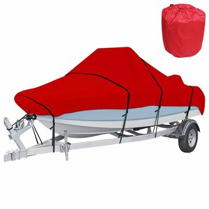 [ new goods immediate payment ] long-term storage . safety! waterproof boat cover 600D 17ft~19ft total length : approximately 610cm× width : approximately 330cm red / red hull ka Barbeau to storage 