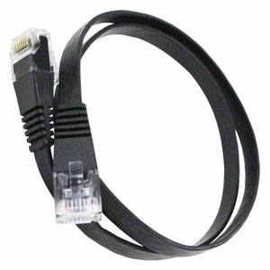 [ новый товар немедленная уплата ]CAT6 категория 6 тонкий super Flat LAN кабель 0.5m/50cm черный персональный компьютер интернет PC Wi-Fi WiFi маршрутизатор 
