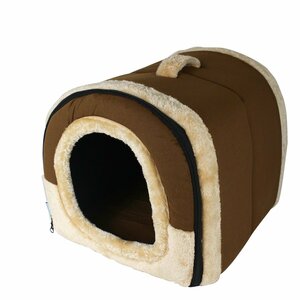 【新品即納】Sサイズ ペットハウス 折りたたみ式 ペット ベッド チワワ 小型 犬 猫 サイズ ブラウン 茶色 隠れ家 ソファー クッション