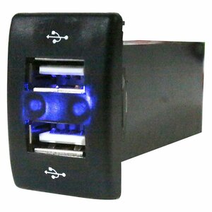 【新品即納】【スズキA】スペーシア カスタム MK32S LED/ブルー 2口 USBポート 充電 12V 2.1A 増設 パネル USBスイッチホールカバー 電源