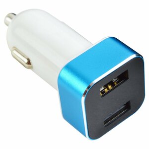 USB2 port voltmeter amperemeter 12V cigar socket blue × white DC5V USB port extension power supply smartphone in car charge sigasoke