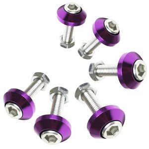 [ new goods immediate payment ]6 piece set M6 aluminium color washer number bolt Fujitsubo car bike stainless steel bolt M6 1.0 neck under 20mm purple purple 