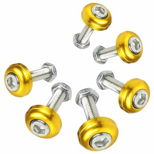 [ new goods immediate payment ]6 piece set M6 aluminium color washer number bolt circle shape car bike stainless steel bolt M6 1.0 neck under 20mm Gold gold 