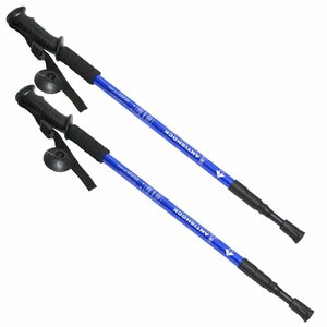 [ new goods immediate payment ] 2 pcs set trekking paul (pole) blue / blue walking paul (pole) mountain climbing snowy mountains cane trekking stick stick assistance light weight aluminium 