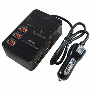 【新品即納】12Ｖ/24V 120Ｗ 電流電圧表示 ＵＳＢ3ポート 2連 シガーソケット 5V 2.1A スマホ 充電 iPhone USBポート シガーソケット