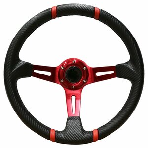 [ new goods immediate payment ] deep cone steering gear red red φ 350 mm 35cm 14 -inch sport racing steering wheel for competition circuit doli car 