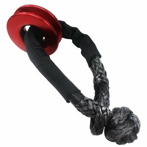 [ new goods immediate payment ] soft shackle Snatch ring black × red destruction . ability 15t traction winch off-road s tuck lifting block block pulley ..
