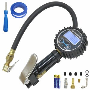  digital air gauge filling empty atmospheric pressure measurement liquid crystal car bike bicycle air pulling out inserting adjustment tire inspection circuit . road off-road 