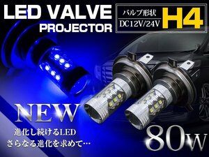 【新品即納】CREE製XB-D LED H4 Hi/Lo 80W 12V/24V ブルー 青 フォグランプ LED球 LEDバルブ フォグ ヘッドライト カスタムカー