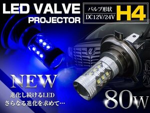 【新品即納】【1球】 CREE製XB-D LED H4 Hi/Lo 80W 12V/24V ブルー 青 フォグランプ LED球 LEDバルブ フォグ ヘッドライト