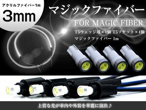 【新品即納】マジックファイバー 3mm 1ｍ/100cm T5 LEDソケット ホワイト 白 配線付き アクリルチューブ LEDファイバー